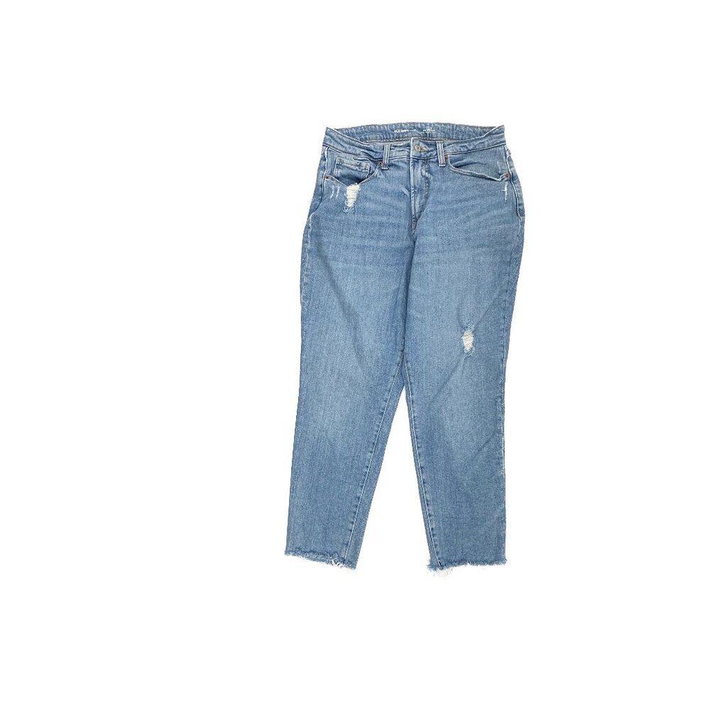 Old Navy High Rise Curvy OG Straight Distressed Raw Hem Women size 12 Blue Jeans